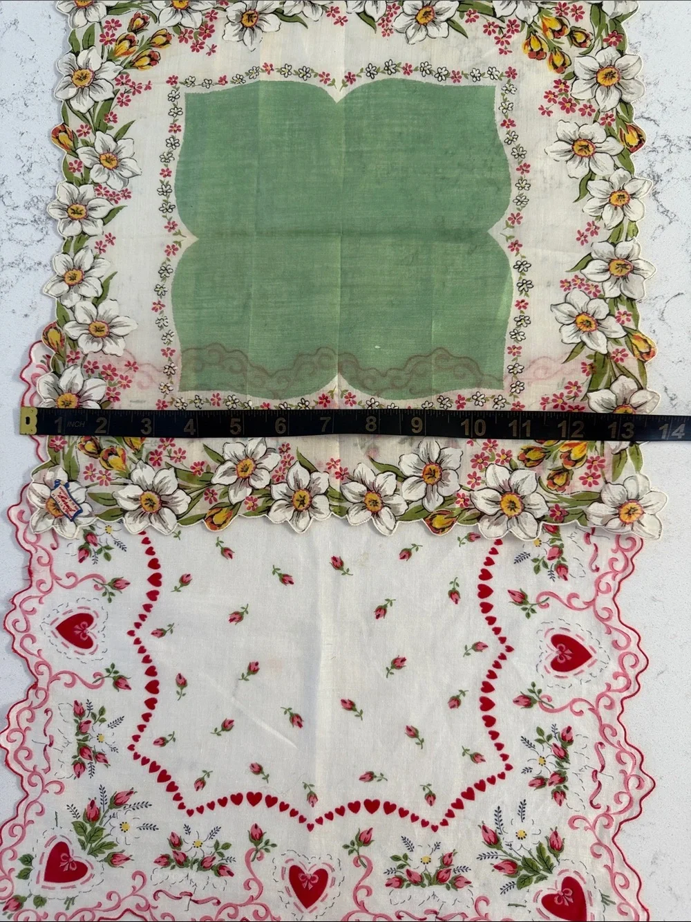 Vintage Burmel as seen in Vogue 2pc Floral Cotton Handkerchief Set - Green/Pink